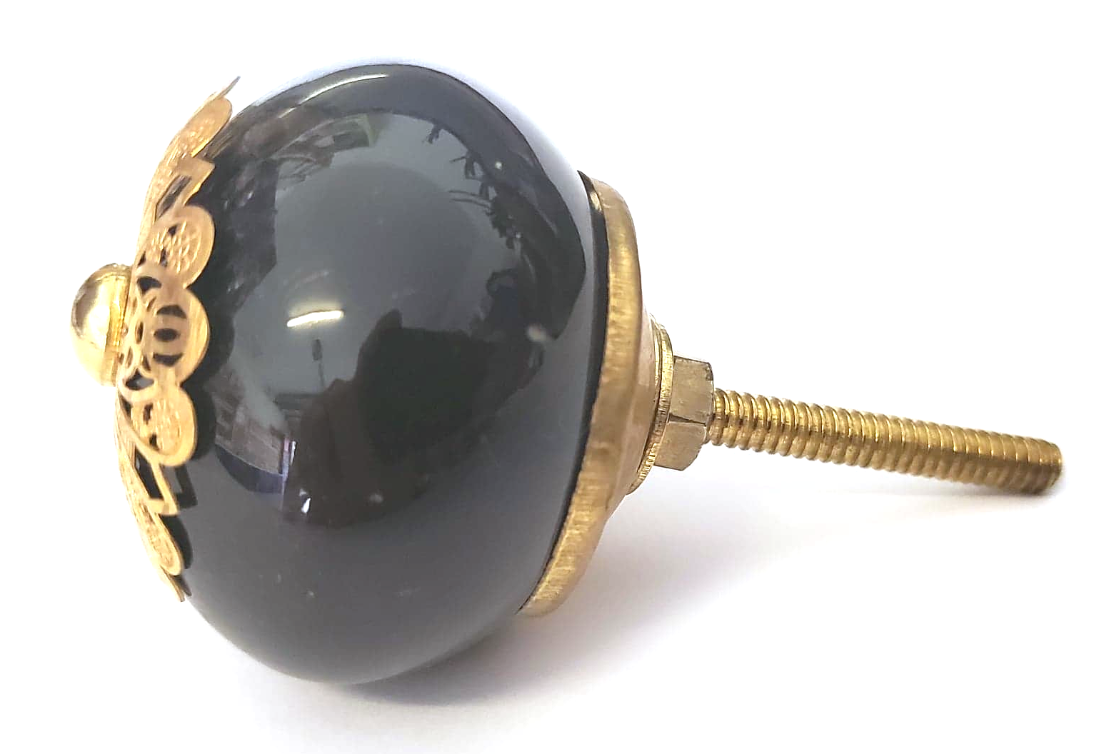 Black and Gold Lace Ceramic Knob - Hip N Humble