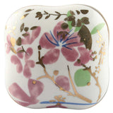 Pink Floral & Gold Trim Square Ceramic Knob - Hip N Humble