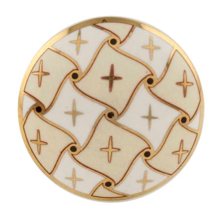 Glamor Cream and Gold Flat Ceramic Knob - Hip N Humble