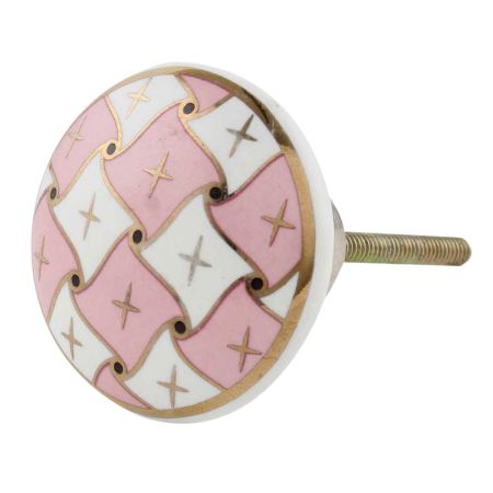 Pink and Gold Flat Ceramic Knob - Hip N Humble