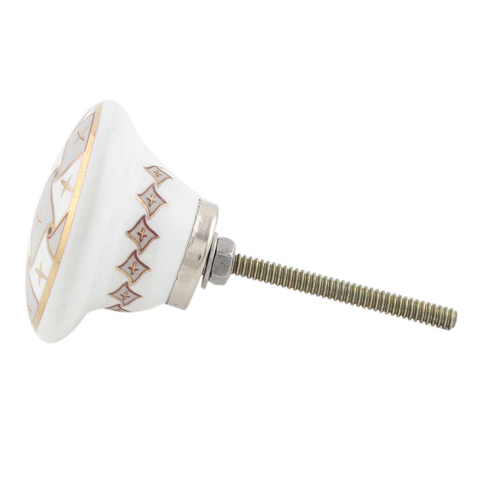 Grey and Gold Flat Ceramic Knob - Hip N Humble