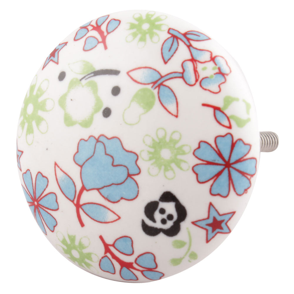 Graceful Flat Ceramic Floral Knob - Hip N Humble