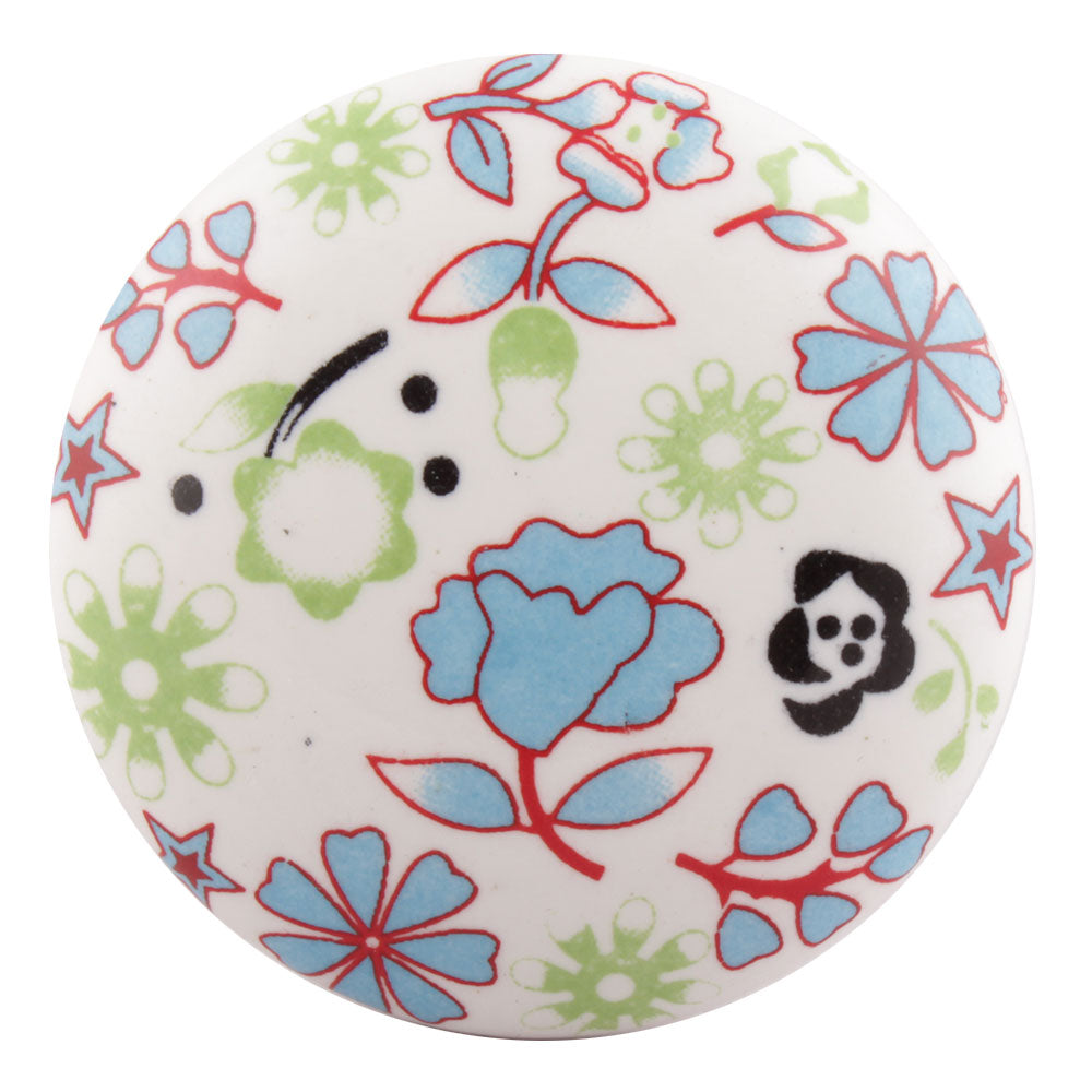 Graceful Flat Ceramic Floral Knob - Hip N Humble