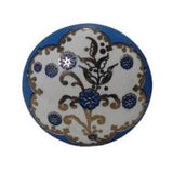 Blue Wild Flower Flat Ceramic Knob - Hip N Humble