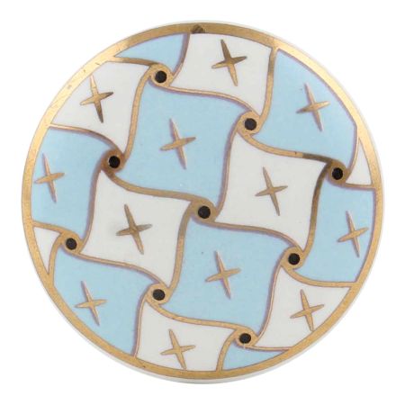 Sky Blue and Gold Flat Ceramic Knob - Hip N Humble