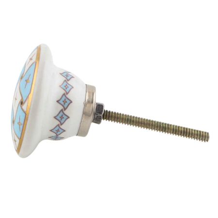 Sky Blue and Gold Flat Ceramic Knob - Hip N Humble