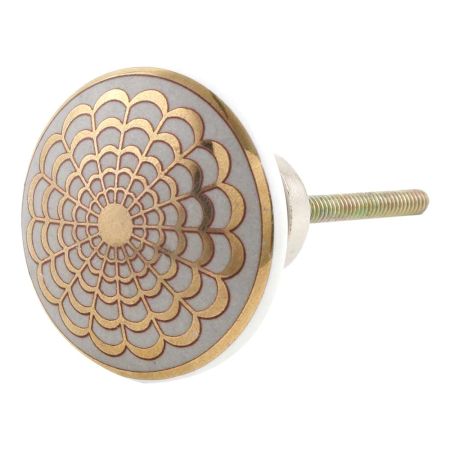 Golden Crown Pattern Flat Ceramic Knob - Hip N Humble