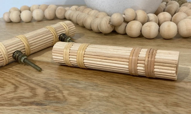 Cylinder Style Natural Rattan Wood Handle - Hip N Humble