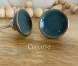 Grey and Blue Dished Ceramic Knob - Hip N Humble