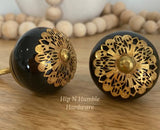 Black and Gold Lace Ceramic Knob - Hip N Humble