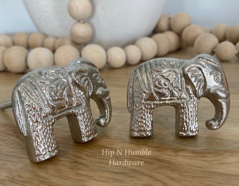 Silver Elephant Metal Knob - Hip N Humble