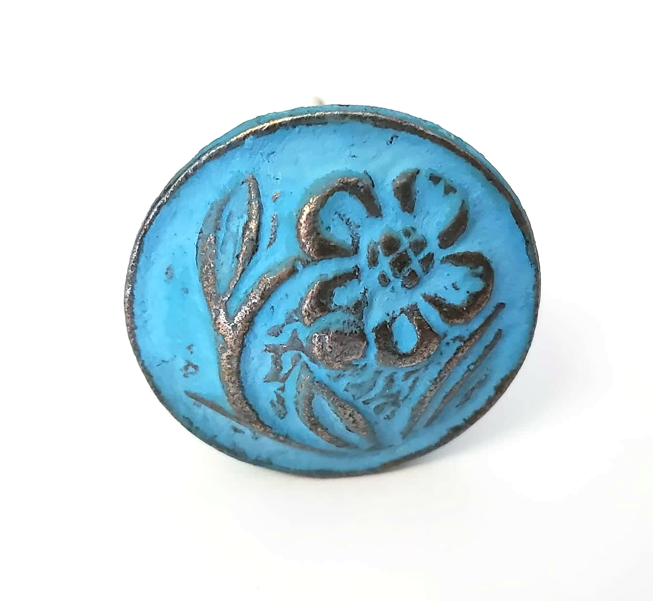 Blue Forget Me Not Metal Knob - Hip N Humble