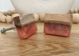 Stone Pink & Resin Wooden Knob
