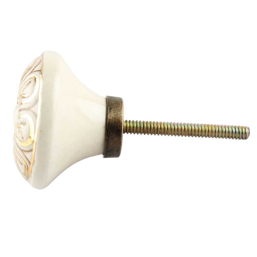 Simplicity White and Gold Ceramic Knob - Hip N Humble