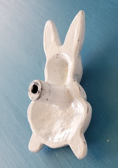 Cast Iron Happy Bunny White Metal Knob - Hip N Humble