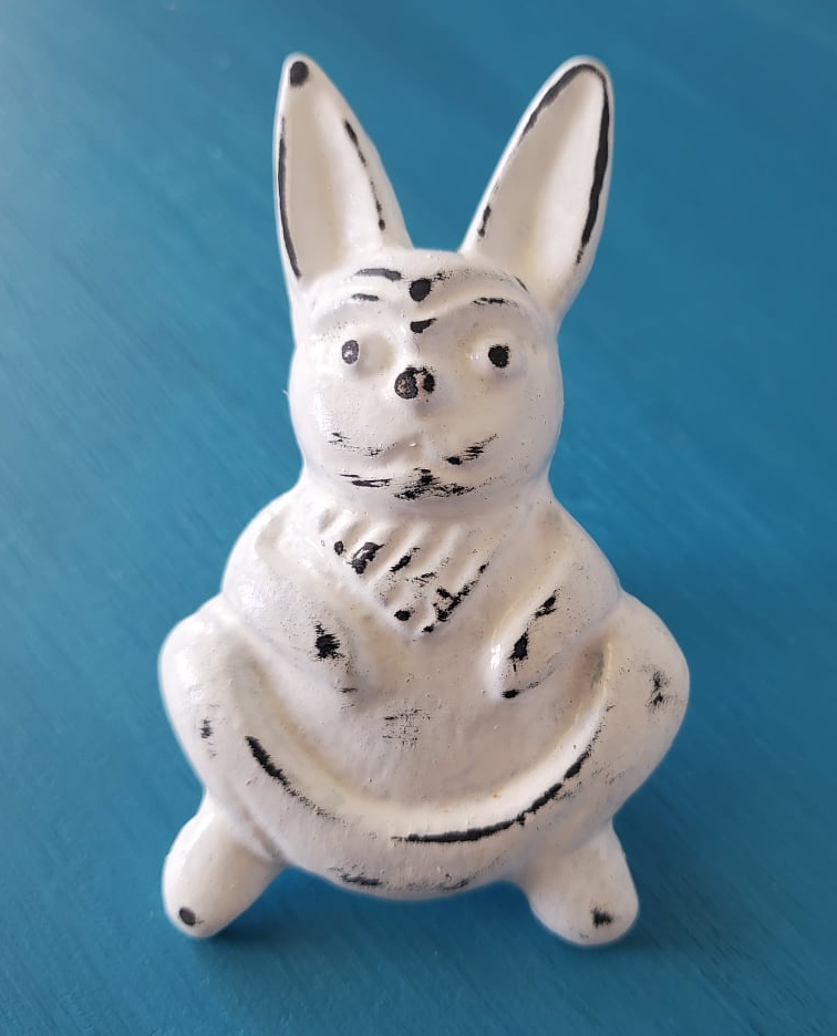 Cast Iron Happy Bunny White Metal Knob - Hip N Humble