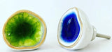 Azure Blue & Citrus Green Concave Ceramic Knob - Hip N Humble