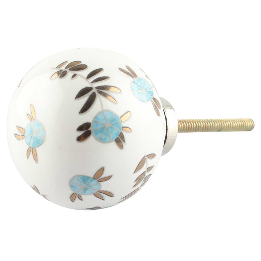 Blue and White Posy Ceramic Knob - Hip N Humble