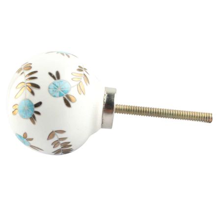 Blue and White Posy Ceramic Knob - Hip N Humble