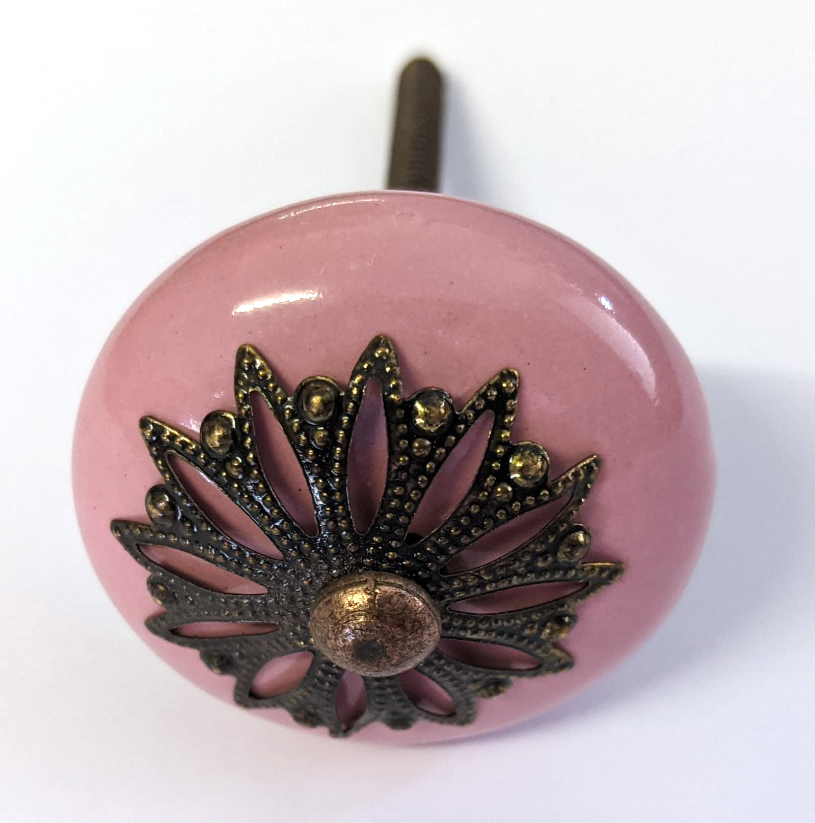 Pink Filigree Ceramic Knob - Hip N Humble