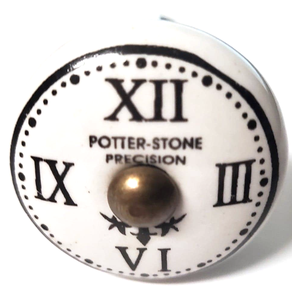 Roman Numeral Clock Ceramic Knob - Hip N Humble