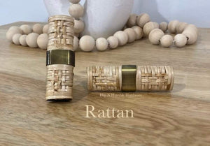 Natural Rattan Metal/Wood T- Bar Pull Handle - Hip N Humble