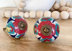 Multi Colored Flower Ceramic Knob - Hip N Humble