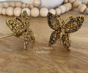 Golden Butterfly Metal Knob - Hip N Humble