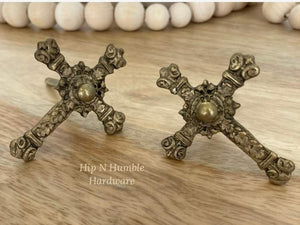 Gold/Bronze Cross Metal Knob - Hip N Humble