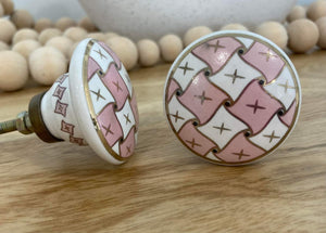 Pink and Gold Flat Ceramic Knob - Hip N Humble
