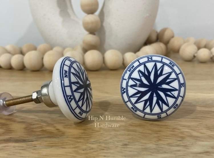 Compass Flat Ceramic Knob - Hip N Humble