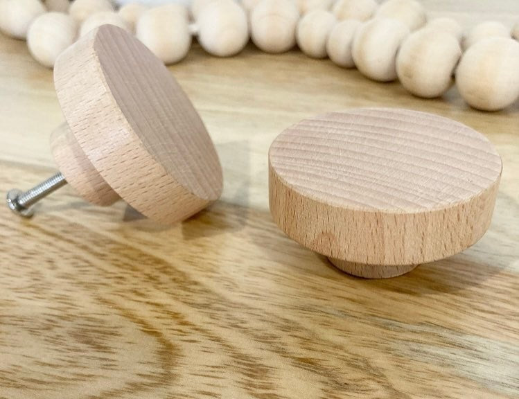 50mm Natural Beech Wood Round Knob