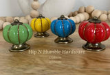 Four Small Coloured Ceramic Melon Knobs - Hip N Humble
