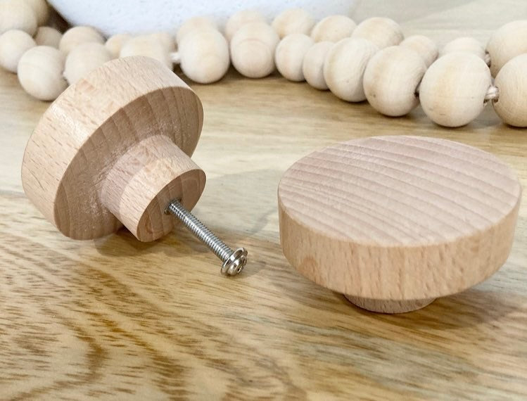 50mm Natural Beech Wood Round Knob