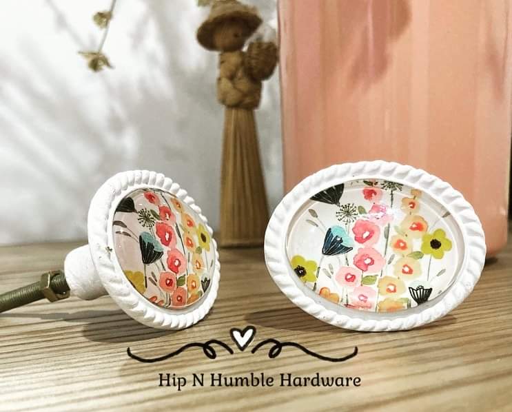 Field of Wild Flowers Glass & Metal Knob(Oval Shape) - Hip N Humble