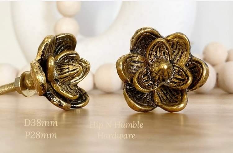 Small Golden Rose Metal Knob - Hip N Humble