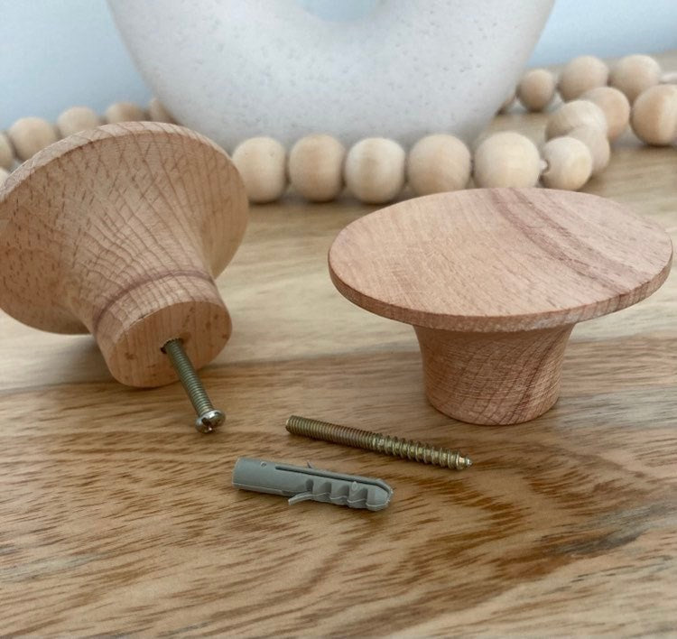 Every Day Prices 64mm Hangers Natural Beech Wood Concave Knobs plus Hardware