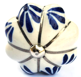 Blue and White Leaves Ceramic Knob - Hip N Humble