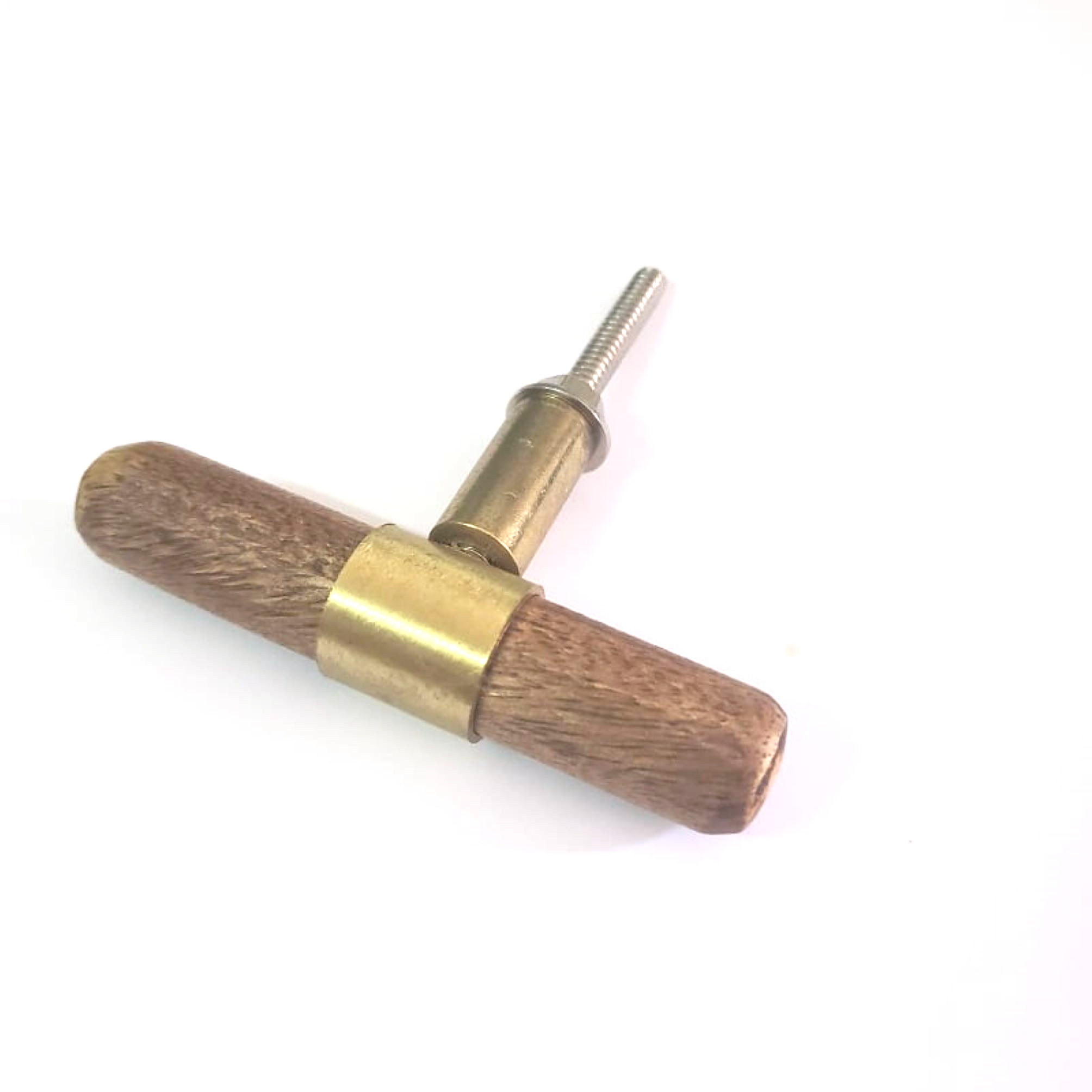 75mm T Bar Mango Wood & Metal Gold Handle/Knob - Hip N Humble