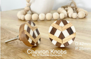 Ivory Chevron Wood Inlay Knob - Hip N Humble