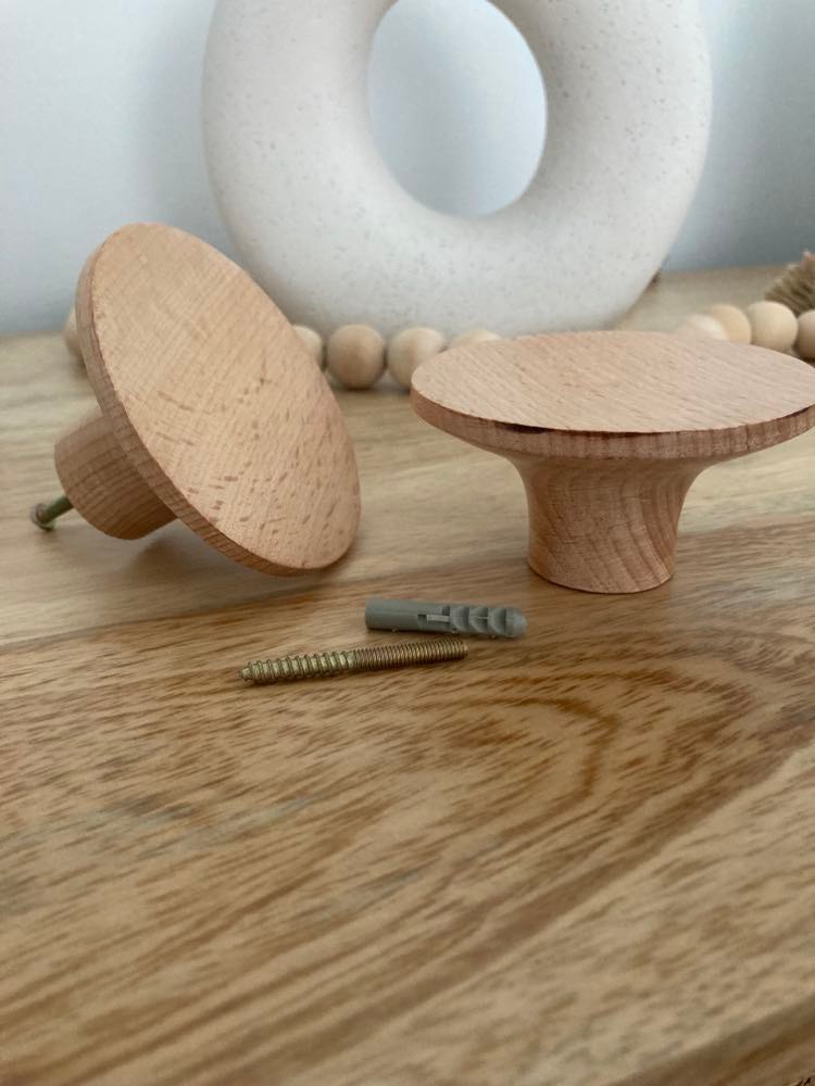 Every Day Prices 80mm Hangers Natural Beech Wood Concave Knobs plus Hardware