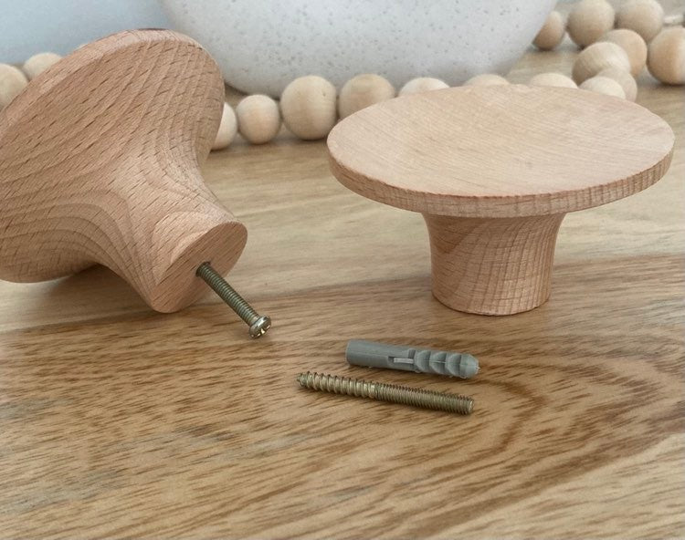 Every Day Prices 80mm Hangers Natural Beech Wood Concave Knobs plus Hardware