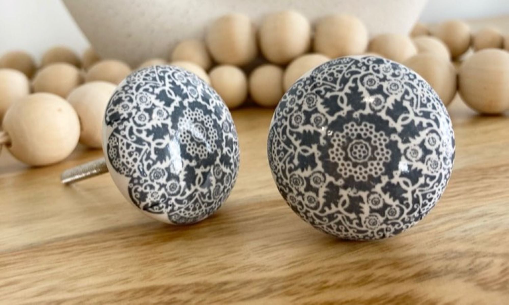 Grey Lace Flat Ceramic Knob - Hip N Humble